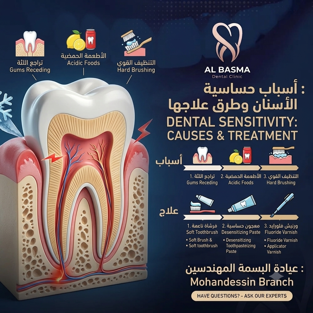 أسباب حساسية الأسنان وطرق علاجها | عيادة البسمة المهندسين