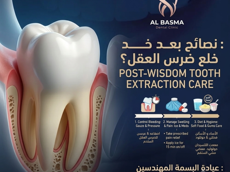 نصائح بعد خلع ضرس العقل | عيادة البسمة المهندسين